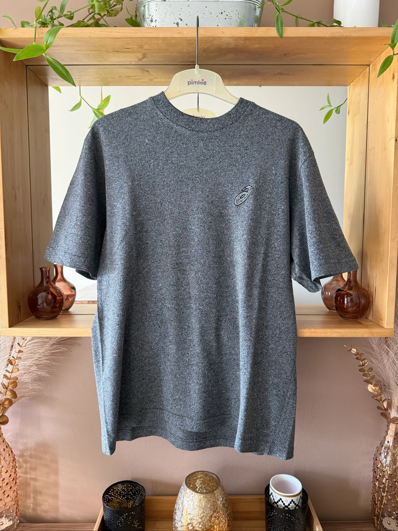 T-shirt Asics homme S – Gris chiné – Logo brodé – Parfait état